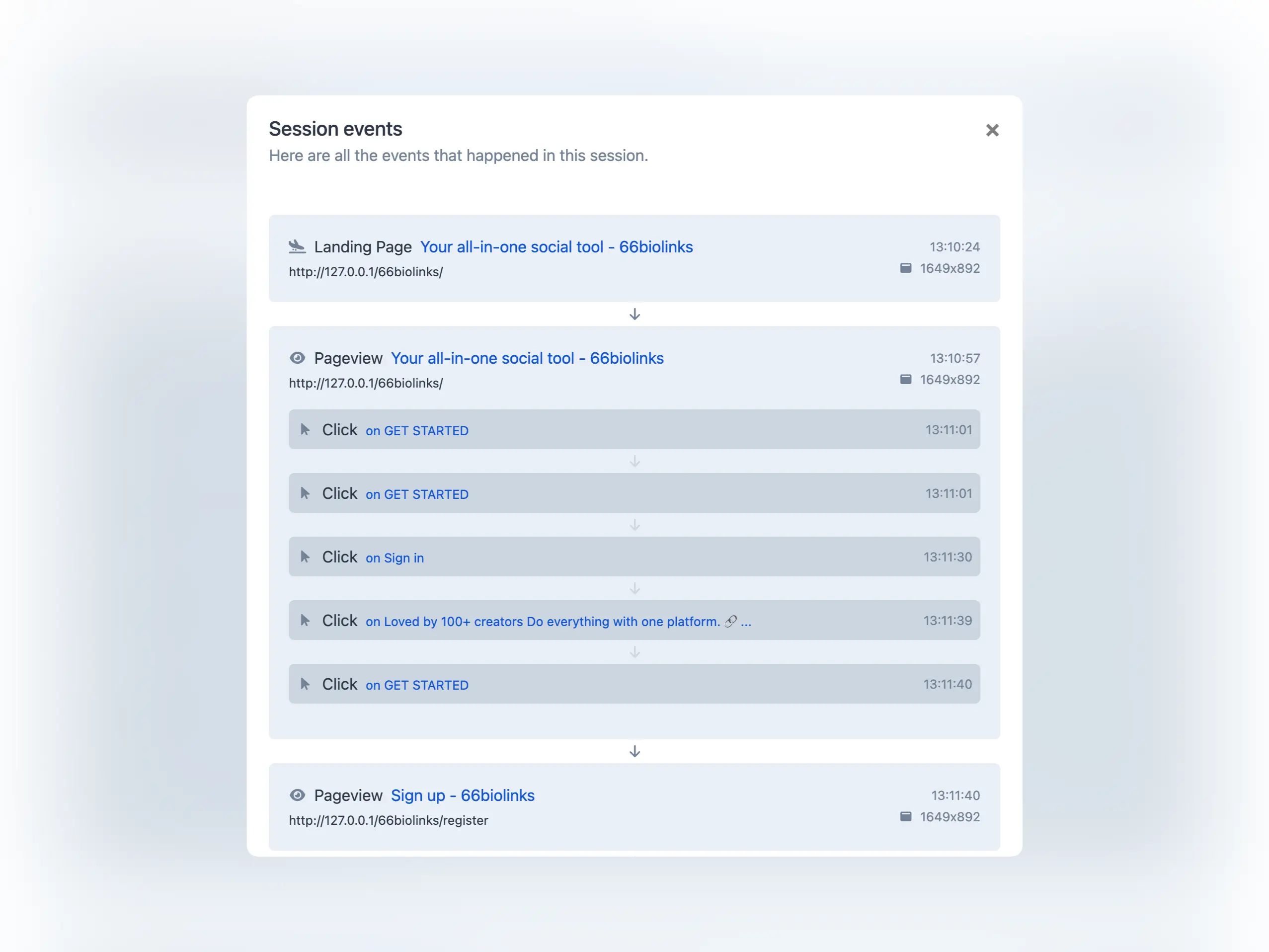 Website User Events and Click Tracking